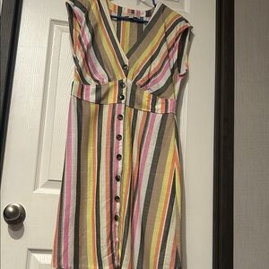 LOFT Colorful Striped Midi Dress